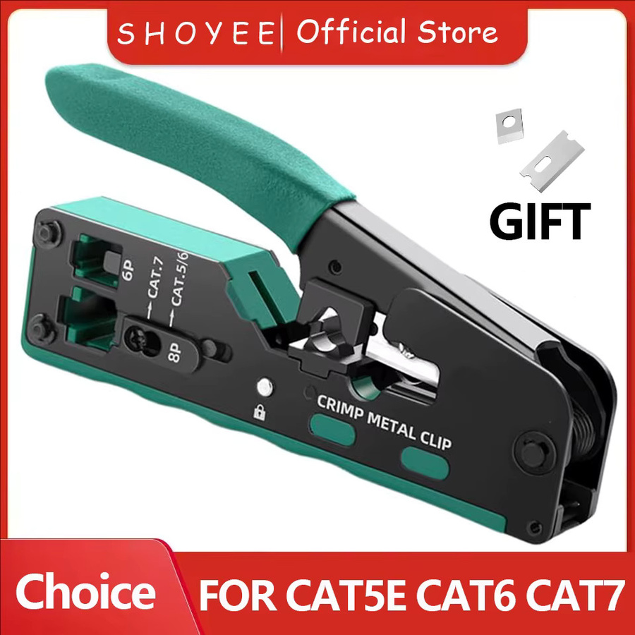 SHOYEE Pass Through Crimp Zange für RJ45 RJ12 RJ11 Ethernet Anschlüsse, Schwarz - Bild 6