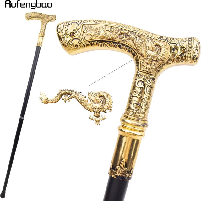 Rufengbao Spazierstock, Goldener Drache, Knauf, 89 cm - Bild 1