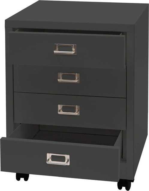 PROREGAL Rollcontainer aus Stahl mit 4 Schubladen in Anthrazit, B/T/H: 55 x 40 x 41 cm - Bild 1