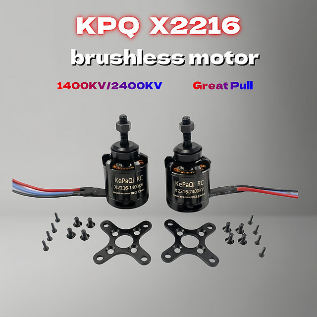 KPQ X2216 Bürstenloser Motor für RC-Modellflugzeuge, Metall, Schwarz - Bild 1