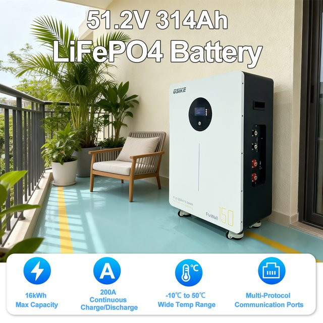 GSIKE Lithium-Eisenphosphat-Batterie 51,2V 300Ah 15360Wh mit intelligentem BMS und UPS-Unterstützung für Solar und Wohnmobil-Wechselrichter - Bild 1