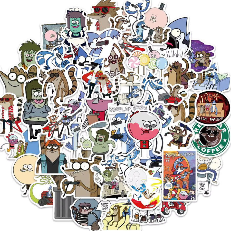 Regular Show Aufkleber, Cartoon Anime Vinyl Aufkleber, 52-teiliges Set - Bild 2
