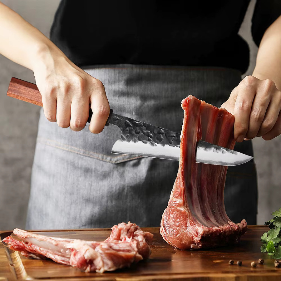 YIZEMA Honesuki Allzweckmesser aus 3-lagigem Verbundstahl, japanisches Kochmesser für Sashimi und Fleisch, Silber, Länge: 15,2 cm - Bild 4