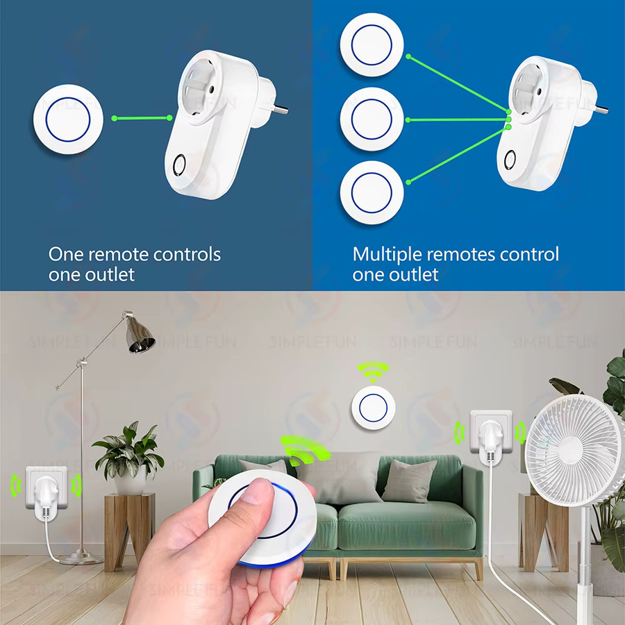 SLMPLEFUN Drahtlose Fernbedienungssteckdose Smart Plug in Weiß mit 50 m Reichweite für Haushaltsgeräte und Licht - Bild 4
