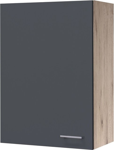 Flex-Well Küchen-Oberschrank Morena Basaltgrau-San Remo Eiche, B/H/T: 60 x 89 x 32 cm - Bild 1