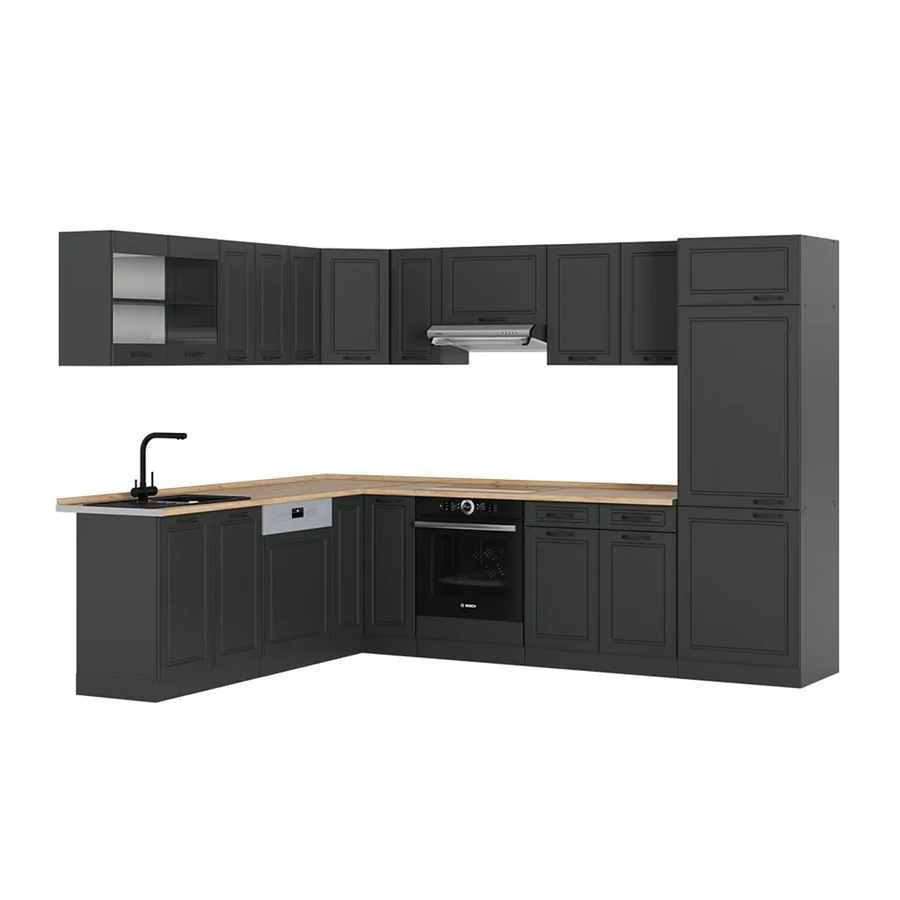 Vicco R-Line Eckküche Landhaus Anthrazit und Eiche B/T/H: 227 x 287 x 207 cm - Bild 2