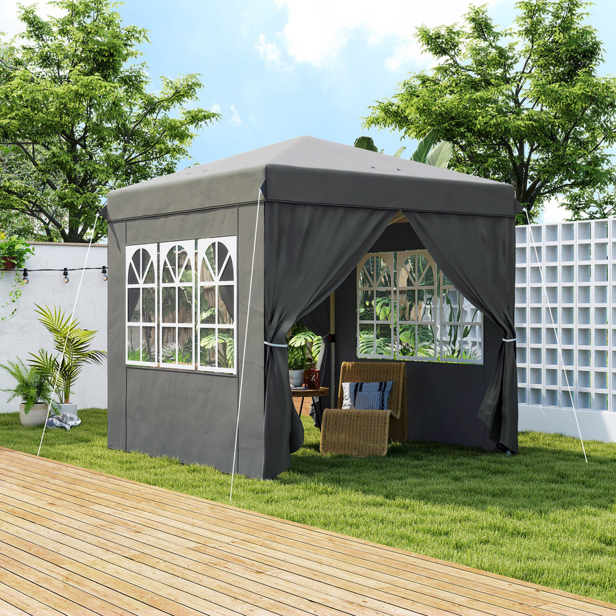 Outsunny Pavillon Dunkelgrau mit 4 Seitenteilen B/H/L: 250 x 268 x 250 cm - Bild 2