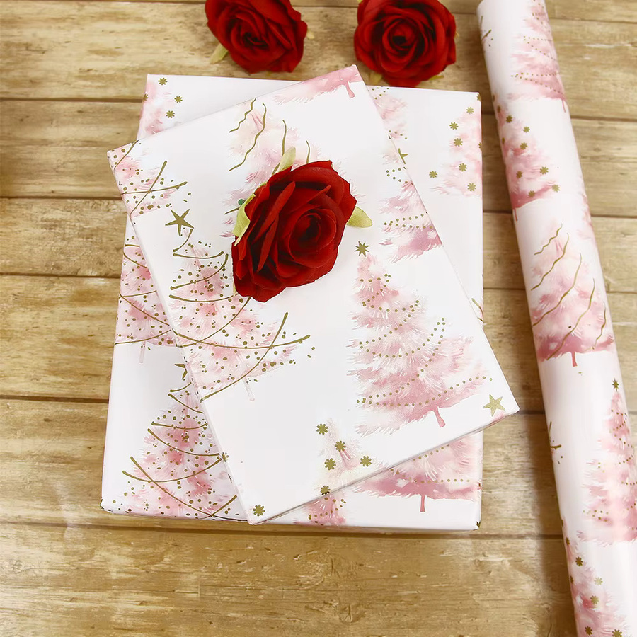Rosa Geschenkpapier für Weihnachten und Geburtstage, 1 Rolle, 17 Zoll - Bild 2