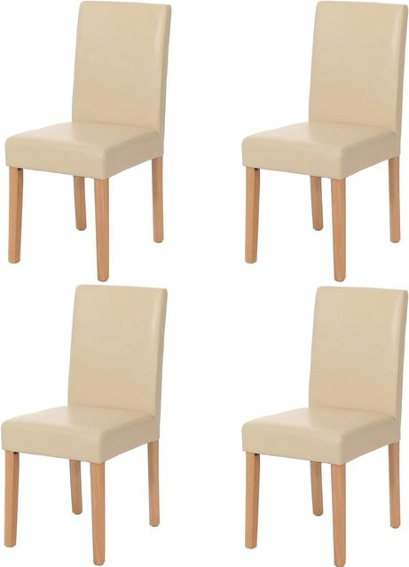 CHEFGASTRO Esszimmerstuhl 4er-Set aus Kunstleder in Creme mit hellen Buchenholzbeinen, B/T/H: 43 x 56 x 90 cm, Sitzhöhe: 45 cm - Bild 1