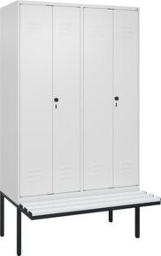 C+P PSA Doppel-Spind Classic PLUS Sitzbank mit 4 Abteilen, Kunststoff-Sitzfläche, Farbe: Grau/Weiß, B/T/H: 212,0 x 120,0 x 81,5 cm - Bild 1