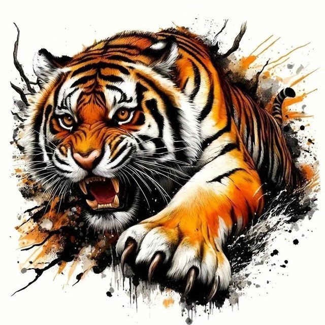 Wilder Tiger Vinyl Aufkleber in Orange und Schwarz für Motorräder, Autos, Laptops und Wände - Bild 1