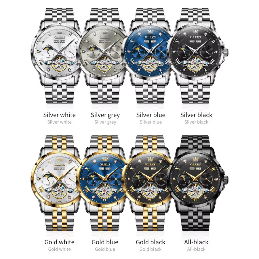 OLEVS Armbanduhr, Edelstahl, Silber, Bicolor, Herren, Analoguhr - Bild 5