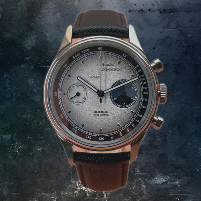 Hanboro Chronograph, Handaufzug, Edelstahl, 40 mm, Leder, Herren - Bild 1