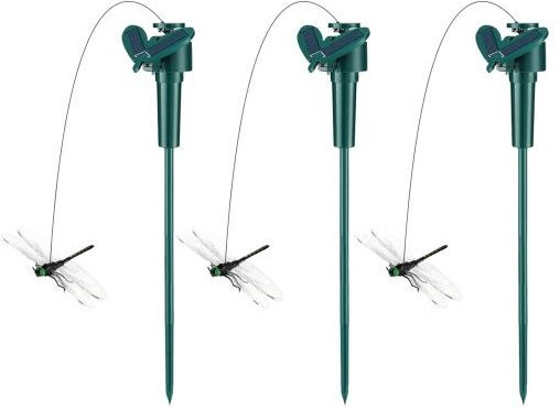 ssimply Solar-Libellen Gartenstecker Set, 3 Stück, Grün, bewegliche dekorative Libellen aus PVC für den Garten - Bild 1