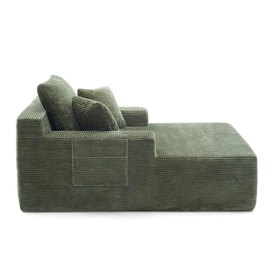 KOMHTOM Cordsofa in Grün mit weichen Rücken- und Sitzkissen sowie praktischen Seitentaschen für dein Wohnzimmer - Bild 3