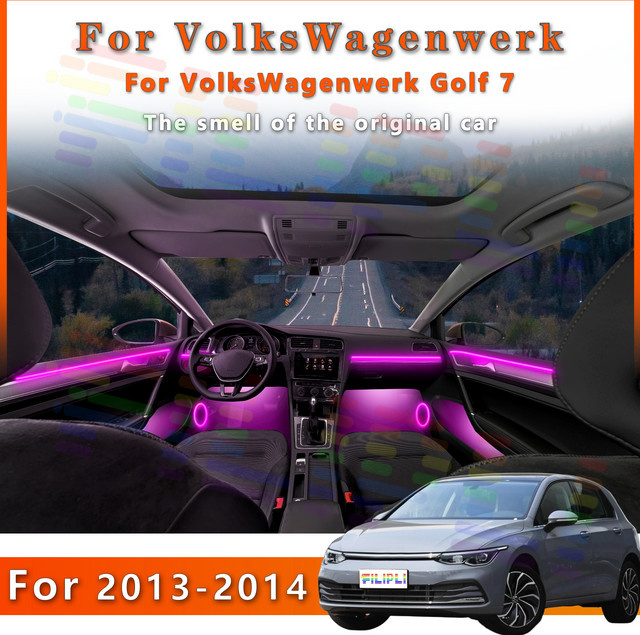 FILIPLI LED Innenraum-Ambientebeleuchtung für VW Golf 7 2013-2014 mit RGB-Farben, App-Steuerung via WiFi und Bluetooth sowie Antibeschlag-Funktion - Bild 1