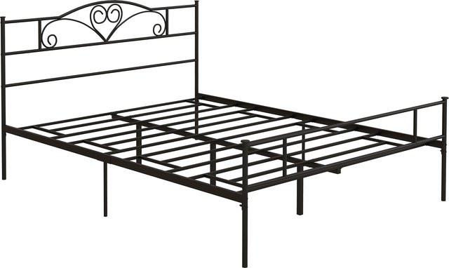 HOMCOM Doppelbett mit Lattenrost aus Stahl und Unterbettaufbewahrung, Schwarz, B/T/H: 165 x 207 cm - Bild 1