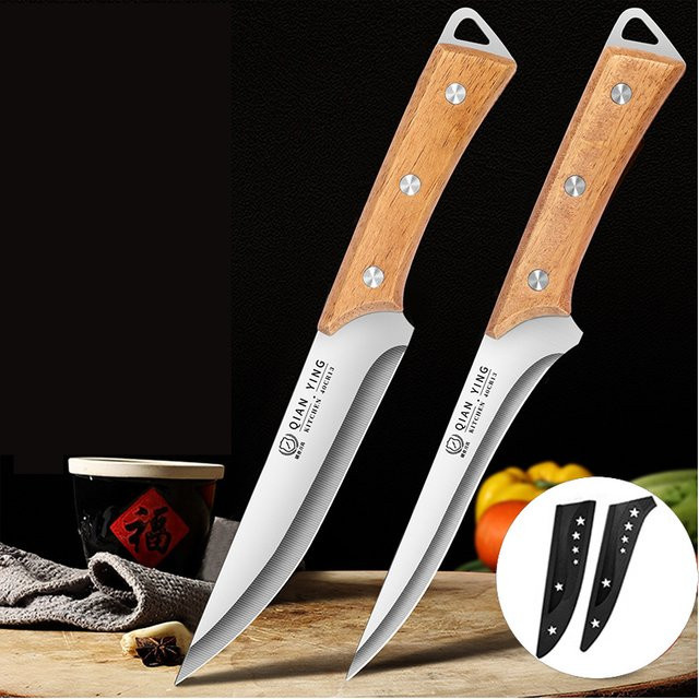 YRIDEFE Ausbeinmesser aus Edelstahl in Silber mit Holzgriff für Fleisch und Metzgerei - Bild 1