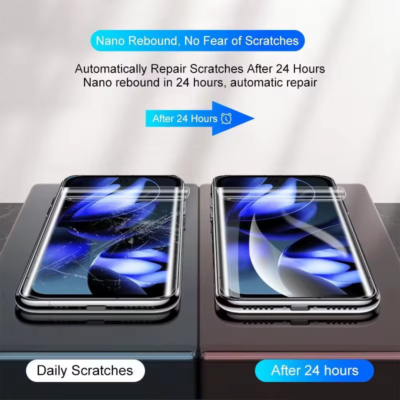 3er-Set Hydrogel Display Schutzfolien für Realme 10, 11, 12 Lite, 13 und 14 Pro Plus, transparent, Vollabdeckung - Bild 4