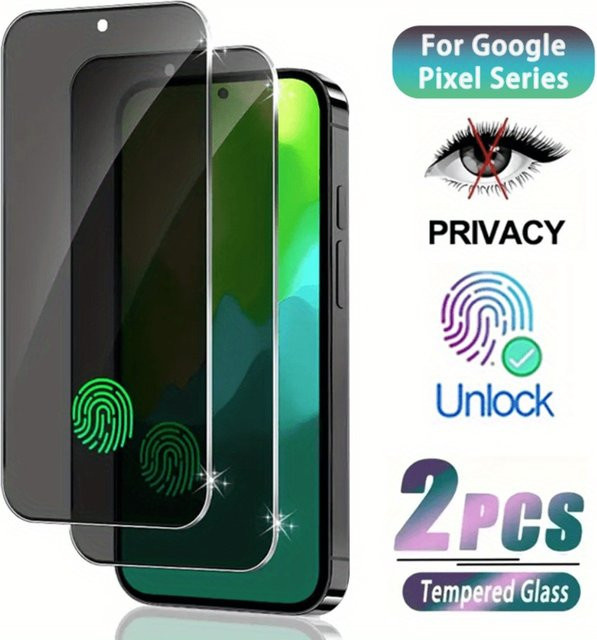 HKSN 2 Stück Anti-Spion Sichtschutz-Displayschutzfolie aus gehärtetem Glas für Google Pixel 9 Pro XL, 8a, 7a, 6a, 5 5G, transparent - Bild 1