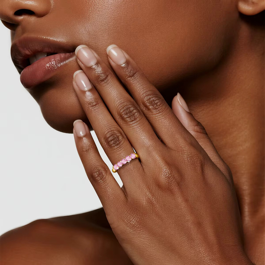 szjinao Ring, 14 Karat Gold gefüllt, rosa Moissanit, Unisex - Bild 3