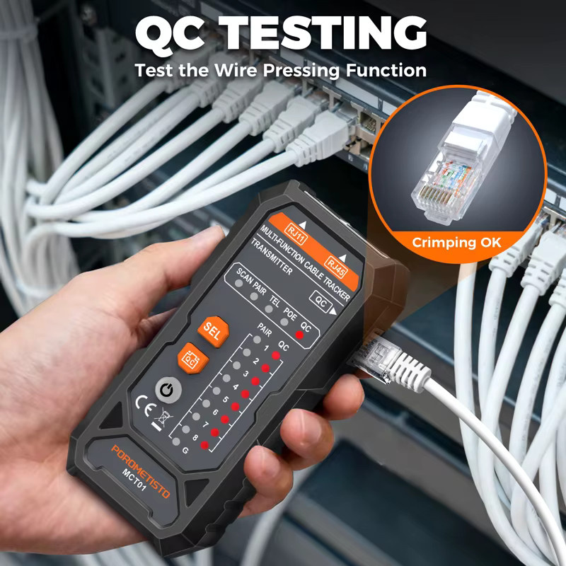 POROMETISTO MCT01 Netzwerkkabeltester mit PoE-Test und Crimping-Funktion für Cat5 und Cat6 in Schwarz - Bild 4