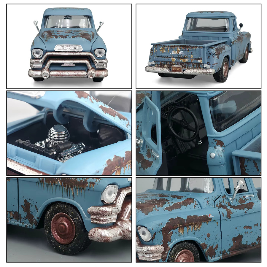 Motormaxtoy GMC Blue Chip Pickup 1955, Legierungsauto-Modell, 1:24, Blau - Bild 2
