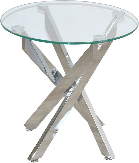 Möbel direkt online Beistelltisch modern rund mit Glasplatte und Metallgestell, Durchmesser: 45 cm, Höhe: 45 cm - Bild 1