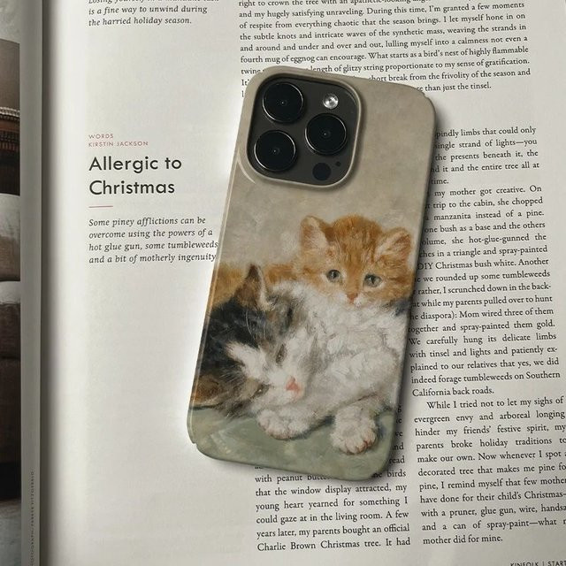 Ins Two Lazy Cartoon Cat Handyhülle für iPhone mit glänzender Folie aus hartem PC - Bild 1