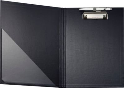 Falken Klemmbrettmappe A4 in Schwarz mit Einstecktasche und Stiftehalter aus FSC-zertifizierter Pappe, Metall und Kunststoff - Bild 1
