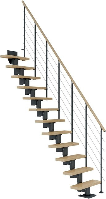 Dolle Mittelholmtreppe Dublin Gerade in Ahorn Anthrazit bis 315 cm Höhe, Breite: 75 cm - Bild 1