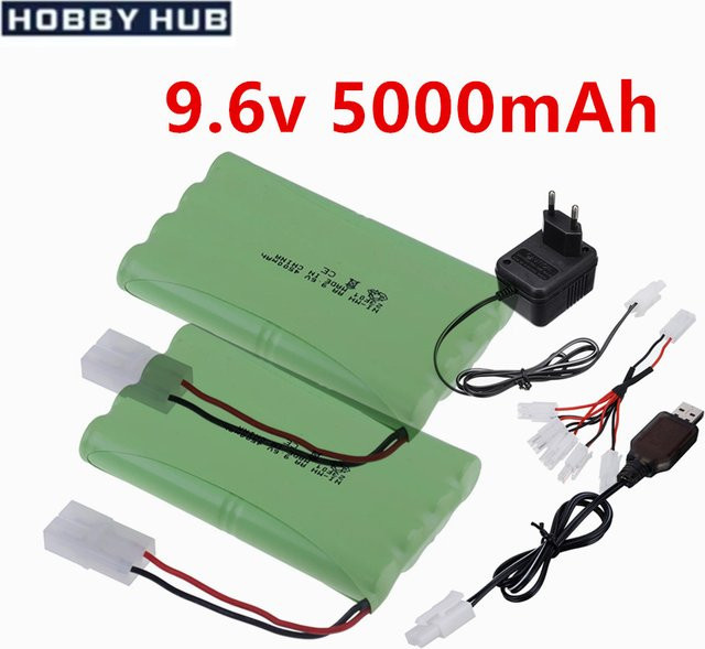 RC.BURST Ni-MH Akku Set mit Ladegerät, 8x AA, 9,6V, 5000mAh, Tamiya-Stecker, für RC-Autos, Panzer und LKWs - Bild 1