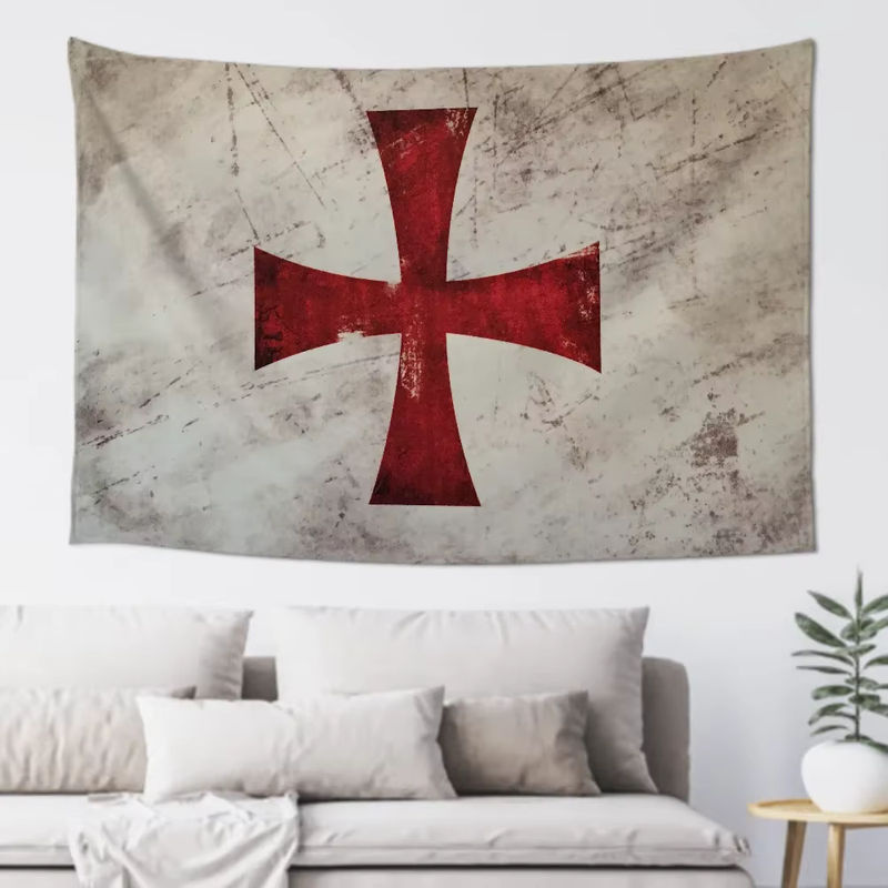 Dekorative Jerusalem Kreuz Flagge im Vintage-Design aus Textil, mehrfarbig, B/H: 90 x 60 cm - Bild 2