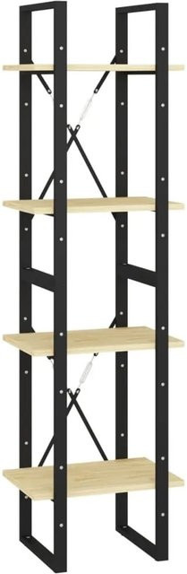 vidaXL Bücherregal aus Massivholz Kiefer und Metall im Industrial Design, 4 Böden, Braun, B/T/H: 40 x 30 x 140 cm - Bild 1