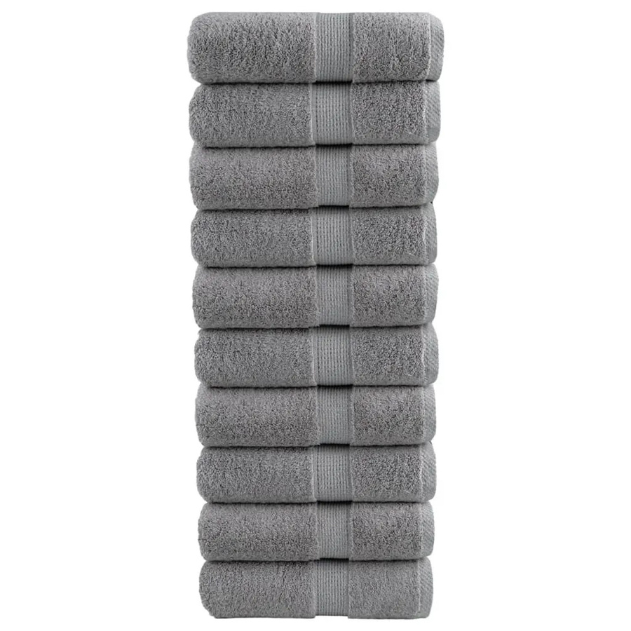 vidaXL Premium Waschhandtücher SOLUND, 10 Stück, Grau, Baumwolle, 600 g/m², B/H: 30 x 30 cm - Bild 2