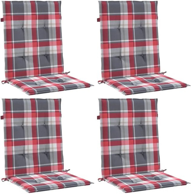 vidaXL Gartenstuhlauflagen für Niedriglehner, 4 Stück, Rot, B/T/H: 100 x 50 x 3 cm, wasserabweisend und atmungsaktiv aus Oxford-Gewebe mit Schaumstofffaser - Bild 1