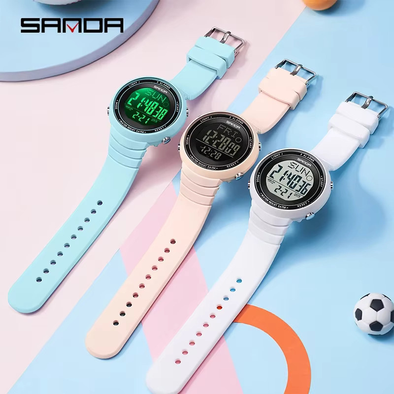 SANDA Digitaluhr, Silikonarmband, Schwarz, Unisex, 5 ATM - Bild 3