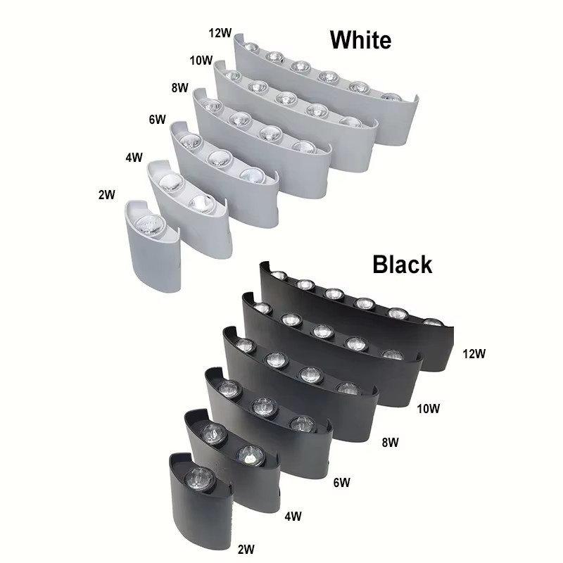 Moderne LED-Wandleuchte aus Aluminium in Schwarz für Außenbereich, Garten und Innenräume mit Up-and-Down-Lichteffekt - Bild 2