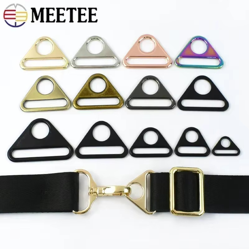 30 Stück Metallschnallen von Meetee, dreieckige verstellbare Gürtelschnallen und Karabinerverschlüsse für Gurtband und Taschen, Gold und Multicolour, Größe 20–50 mm - Bild 3
