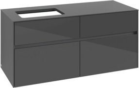 V&B Waschtischunterschrank Collaro in Grau Hochglanz mit Waschbeckenanschluss links, B/T/H: 120 x 54,8 x 50 cm - Bild 1