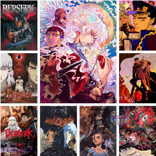 Potdemiel B-Berserk-k Anime Diamant-Stickerei Set 5D DIY Cartoon Kunstwerk in Multicolour für Kinder und Heimdekoration - Bild 1