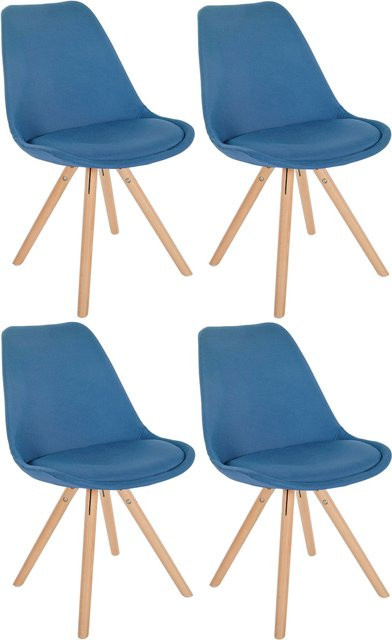 CLP 4er Set Stühle Sofia in Blau mit Stoffbezug und Polsterung sowie robustem Holzgestell - Bild 1