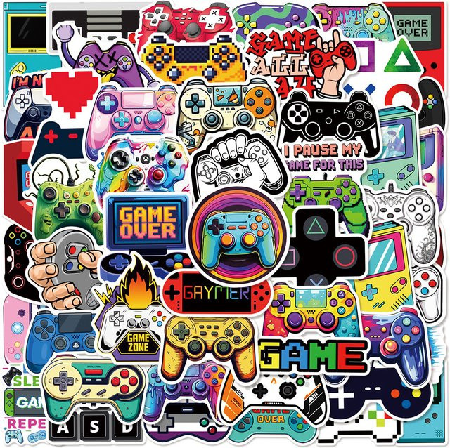 50 Stück Retro Game-Controller Cartoon Doodle Aufkleber in Multicolour für DIY-Gestaltung von Handyhüllen, Laptops und Briefpapierboxen - Bild 1