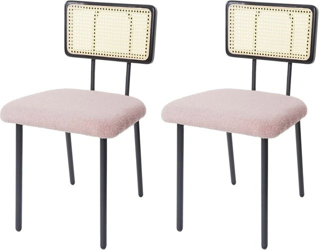 2er-Set Esszimmerstühle MCW K88 aus Bouclé-Stoff in Rosa - Bild 1