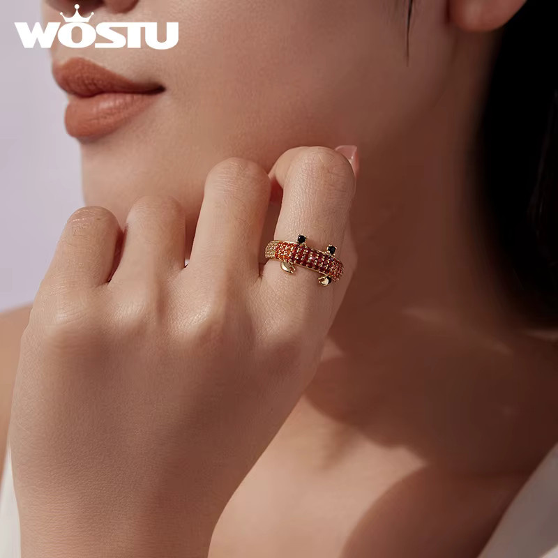 WOSTU Krabbenring, 14K vergoldetes Messing, Zirkonia, Damen - Bild 2