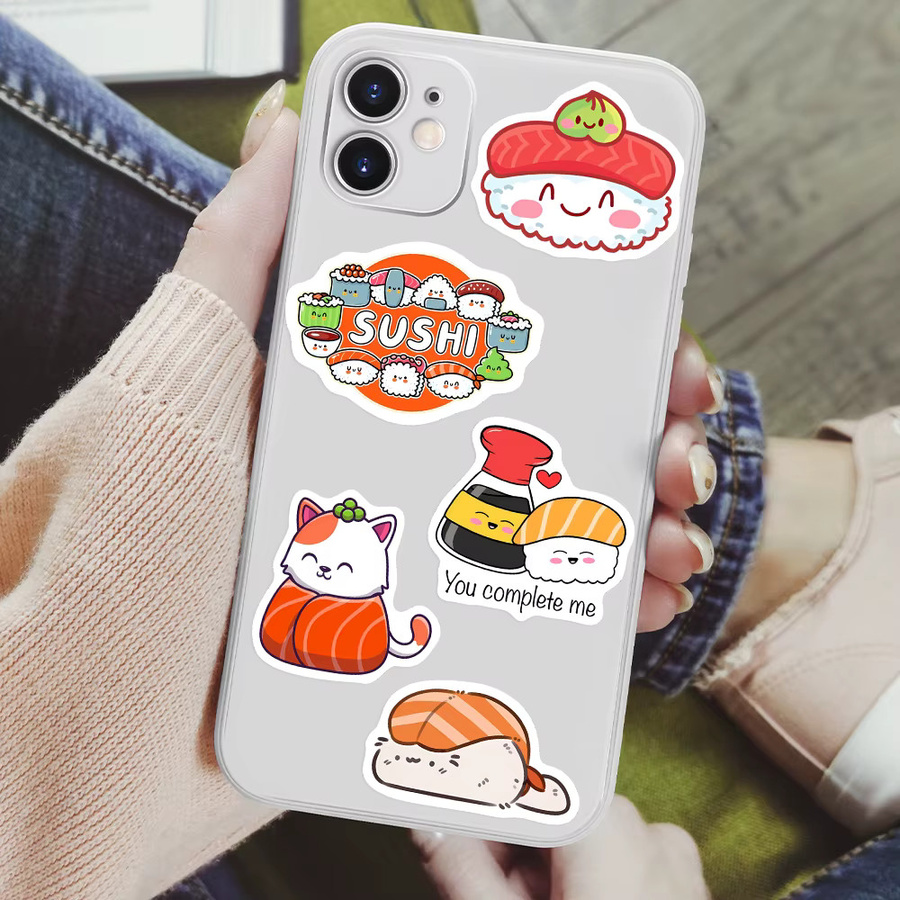 Wasserdichte Sushi Aufkleber im Kawaii Cartoon Design für Laptops, Flaschen und Scrapbooking, Mehrfarbig - Bild 3