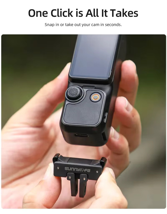 DJI OSMO Pocket 4 und Pocket 3 Schnellverschluss-Montageadapter mit faltbarer Verlängerungshalterung und Stativadapter in Schwarz - Bild 6