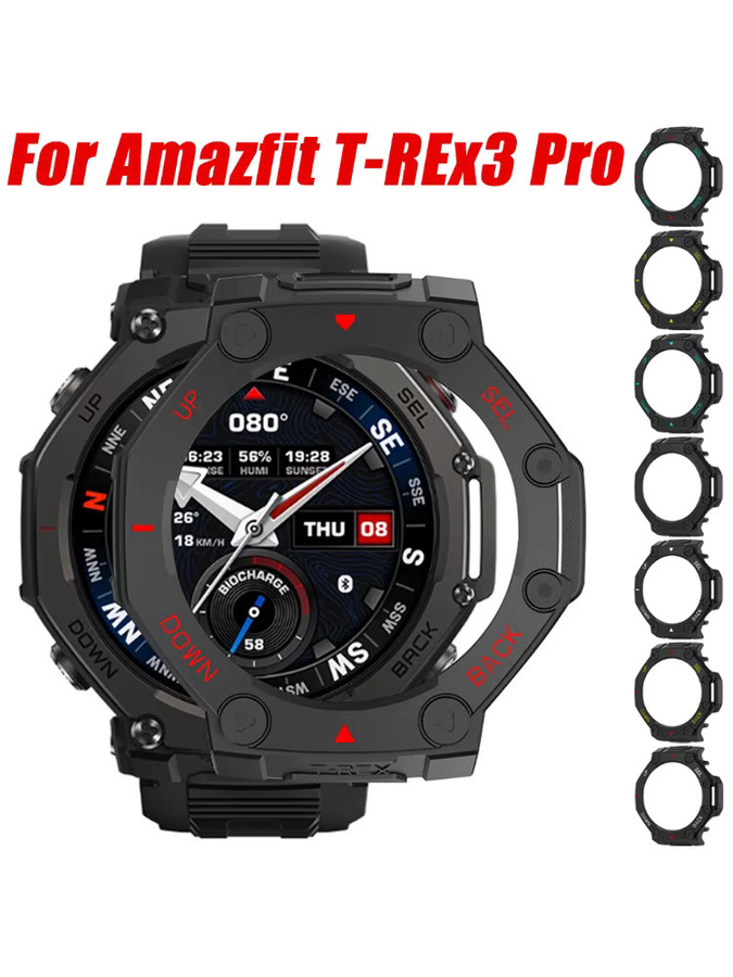 CAOWTAN Schutz-Bumper-Schale für Amazfit T-Rex 3 Pro 48mm, PC, Schwarz - Bild 7