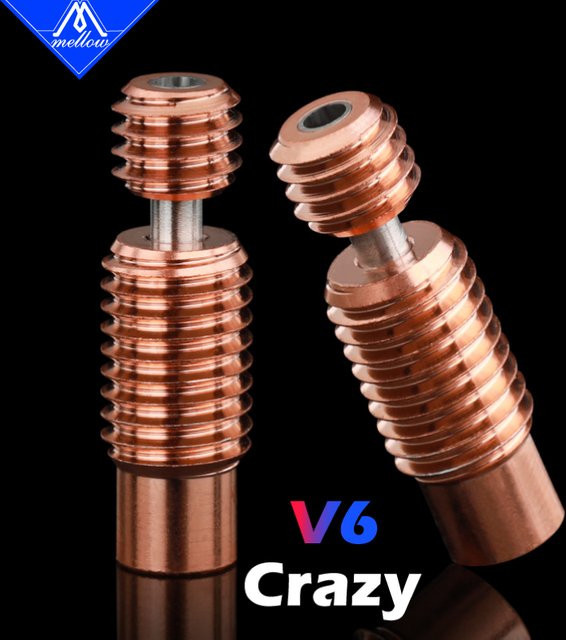 Mellow NF V6 Crazy Heat Break Düsenhals aus Kupfer und Edelstahl für 1,75 mm V6 Hotends im Multicolour-Design - Bild 1