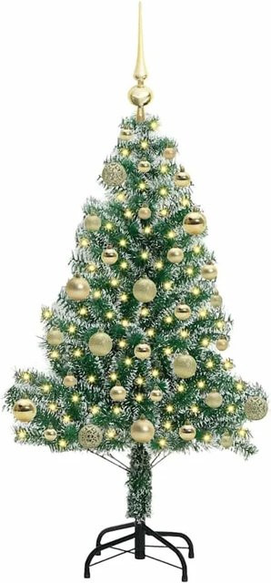 vidaXL Künstlicher Weihnachtsbaum Beschnit mit LED Licht, Grün-Weiß, Höhe: 120 cm - Bild 1
